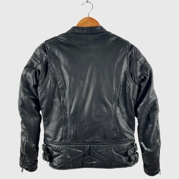 Milwaukee Leather Jacket JMLL2571 Black Crinkled Arm Motorcycle Bomber Goatskin - Picture 5 of 16
